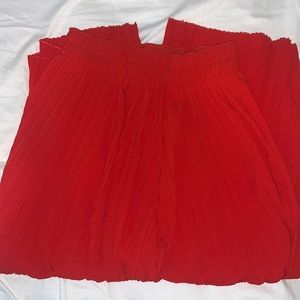 Bershka red wide leg pleated pants size M